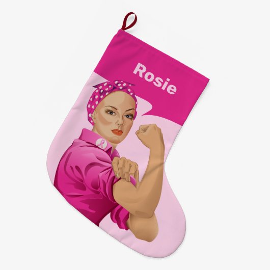 Rosie de Riveter borstkanker bewustzijn Grote Kerstsok (Voorkant (Hangend))