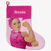 Rosie de Riveter borstkanker bewustzijn Grote Kerstsok (Voorkant)