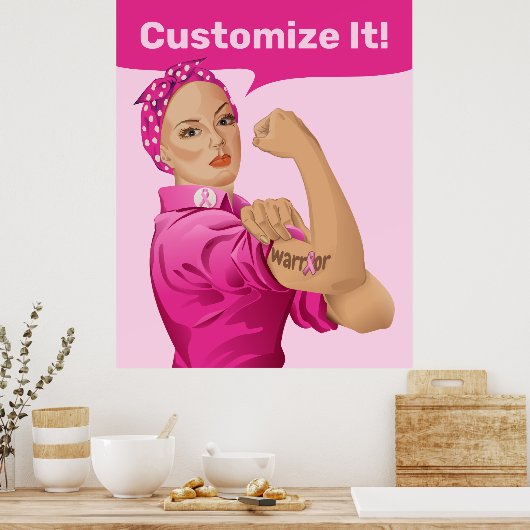 Rosie de Riveter borstkanker bewustzijn Poster (Keuken)