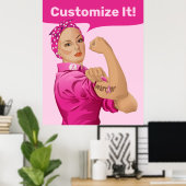 Rosie de Riveter borstkanker bewustzijn Poster (Thuiskantoor)
