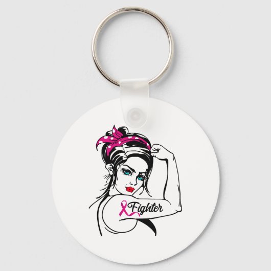Rosie de Riveter Breast Cancer Bewustheid Sleutelhanger (Voorkant)
