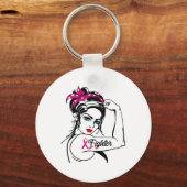Rosie de Riveter Breast Cancer Bewustheid Sleutelhanger (Voorkant)