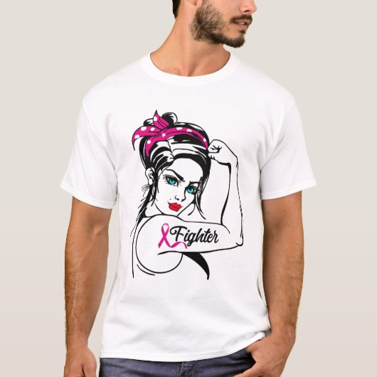 Rosie de Riveter Breast Cancer Bewustheid T-shirt (Voorkant)