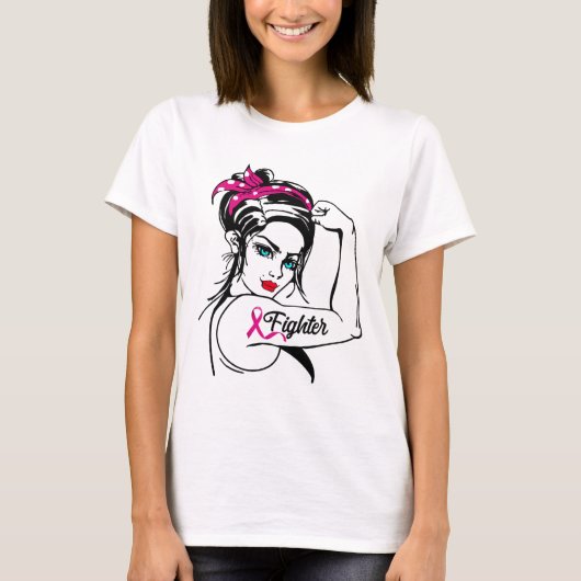 Rosie de Riveter Breast Cancer Bewustheid T-shirt (Voorkant)