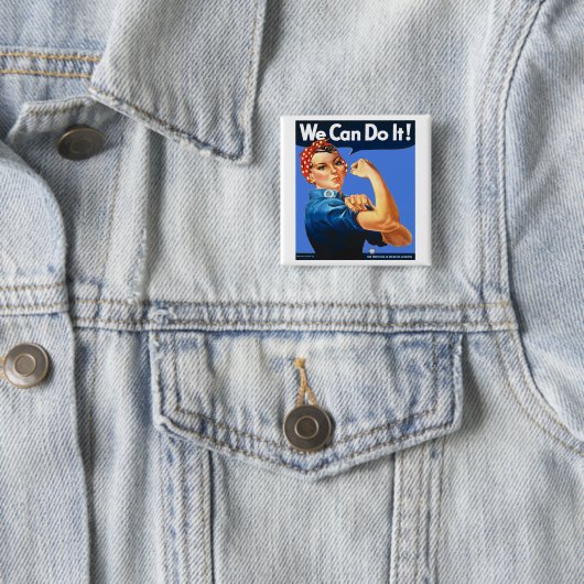 Rosie de Riveter Button Badge (In situ)