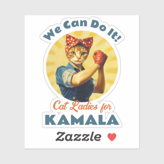 Rosie de Riveter Cat Dames voor Kamala Harris Sticker (Vel)