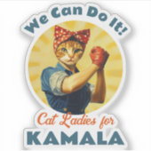 Rosie de Riveter Cat Dames voor Kamala Harris Sticker (Voorkant)