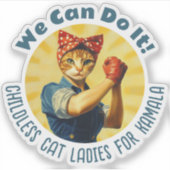 Rosie de Riveter Cat Dames voor Kamala Harris Sticker (Voorkant)