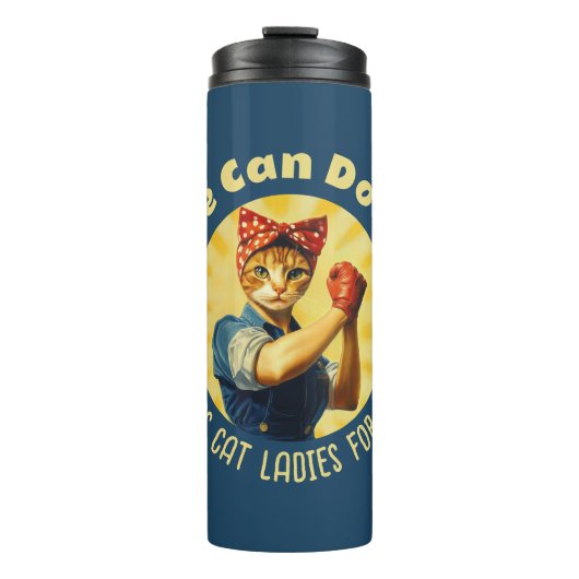 Rosie de Riveter Cat Dames voor Kamala Harris Thermosbeker (Voorkant)