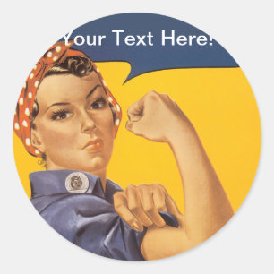Rosie de Riveter die we kunnen doen. jouw tekst hi Ronde Sticker