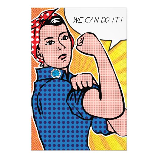 Rosie de Riveter die we kunnen doen. Pop Art Polka Foto Afdruk (Voorkant)