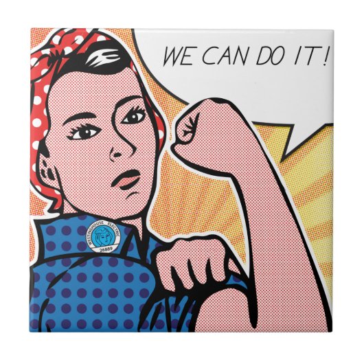 Rosie de Riveter die we kunnen doen. Pop Art Stipp Tegeltje (Voorkant)