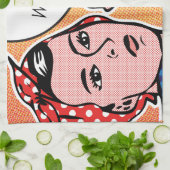 Rosie de Riveter die we kunnen doen. Pop Art Stipp Theedoek (Gevouwen)