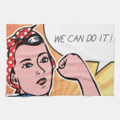 Rosie de Riveter die we kunnen doen. Pop Art Stipp Theedoek (Horizontaal)