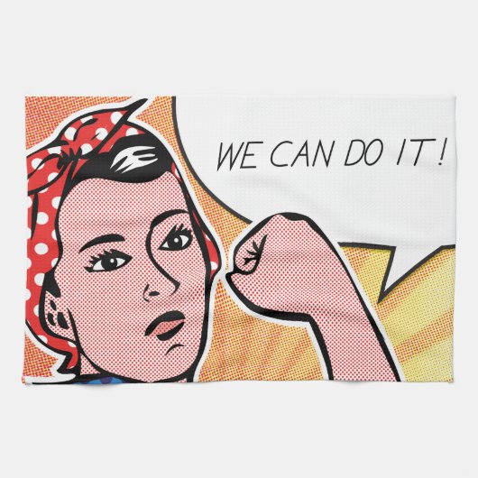 Rosie de Riveter die we kunnen doen. Pop Art Stipp Theedoek (Horizontaal)