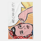 Rosie de Riveter die we kunnen doen. Pop Art Stipp Theedoek (Verticaal)