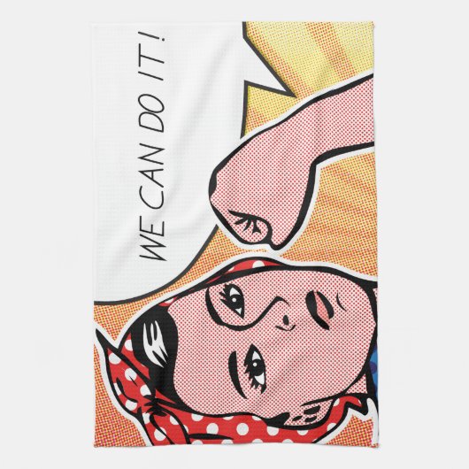 Rosie de Riveter die we kunnen doen. Pop Art Stipp Theedoek (Verticaal)