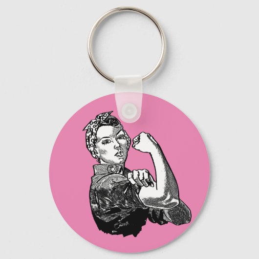 Rosie-De-Riveter Feminist Line-Art Graphic Sleutelhanger (Voorkant)
