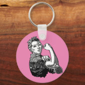 Rosie-De-Riveter Feminist Line-Art Graphic Sleutelhanger (Voorkant)