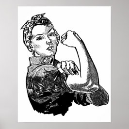 Rosie De Riveter Feminist (Transparent-No-Fill) Poster
