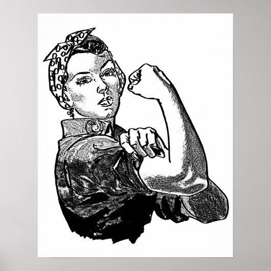 Rosie De Riveter Feminist (Transparent-No-Fill) Poster (Voorkant)