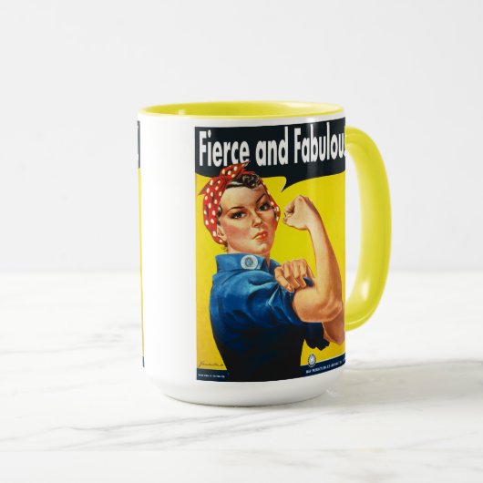 Rosie De Riveter Fierce en Fabulous Mok (Voorkant rechts)