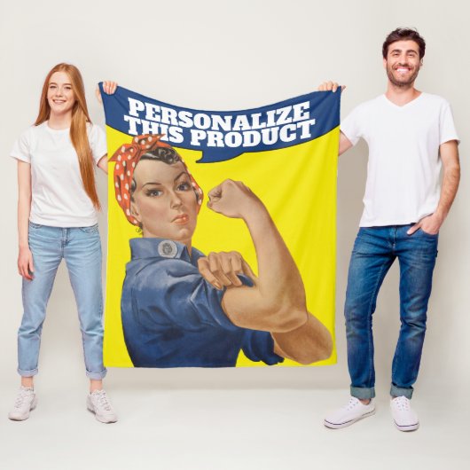 Rosie de Riveter gemakkelijk te personaliseren Fleece Deken (In situ)