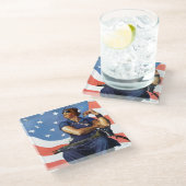 "Rosie de Riveter" Glazen Onderzetter (Schuin)