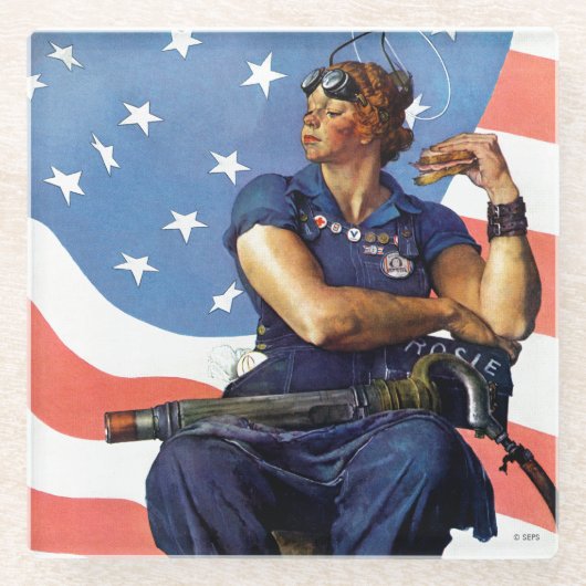 "Rosie de Riveter" Glazen Onderzetter (Voorkant)