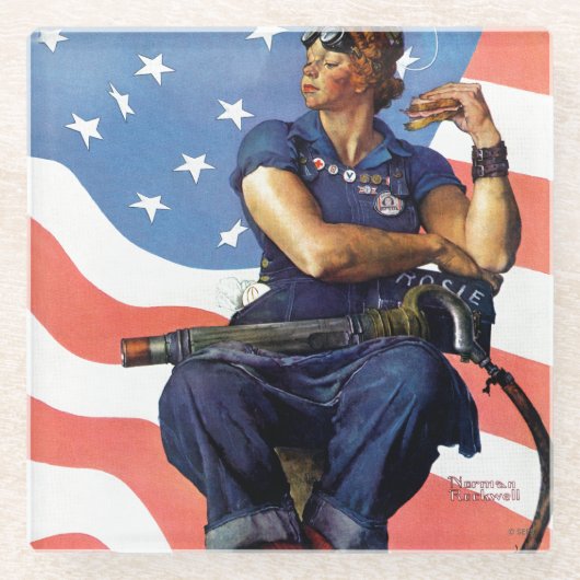 Rosie de Riveter Glazen Onderzetter (Voorkant)