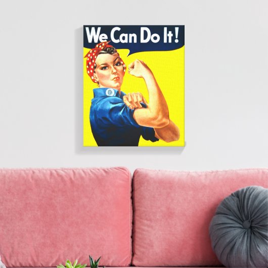 Rosie de Riveter (Iconisch Poster) (We kunnen het! Canvas Afdruk (Insitu (Woonkamer))
