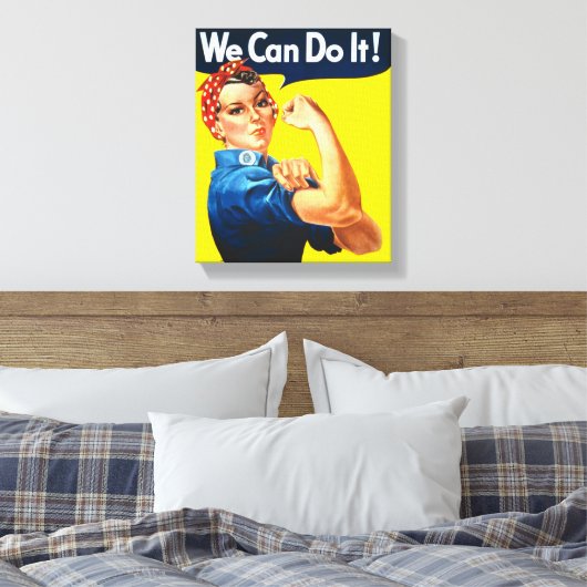 Rosie de Riveter (Iconisch Poster) (We kunnen het! Canvas Afdruk (Insitu (Slaapkamer))