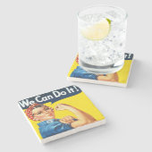 Rosie de Riveter (Iconisch Poster) (We kunnen het! Stenen Onderzetter (Zijkant)