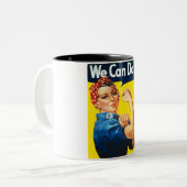 Rosie de Riveter (Iconisch Poster) (We kunnen het! Tweekleurige Koffiemok (Voorkant links)