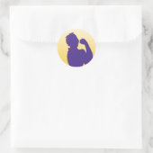 Rosie de Riveter in Paars en goud Ronde Sticker (Tas)
