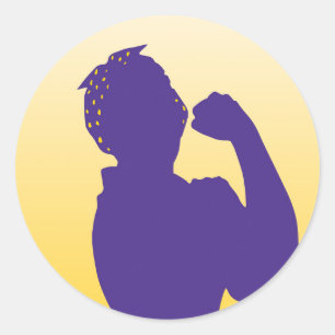 Rosie de Riveter in Paars en goud Ronde Sticker