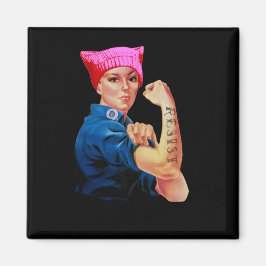 Rosie de Riveter in Roze Pussy Pet Magneet
