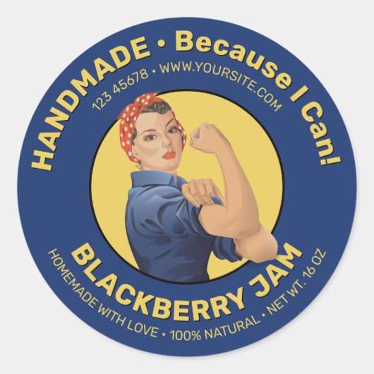 Rosie de Riveter Jar Round Sticker (Voorkant)