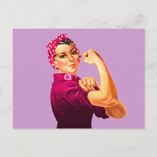 Rosie De Riveter - Kankerroze Briefkaart (Voorkant)