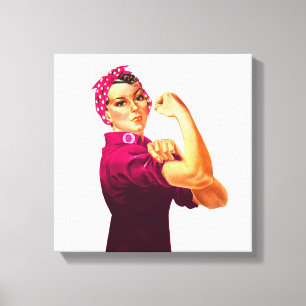 Rosie De Riveter - Kankerroze Canvas Afdruk