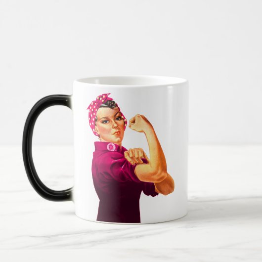 Rosie De Riveter - Kankerroze Magische Mok (Links)