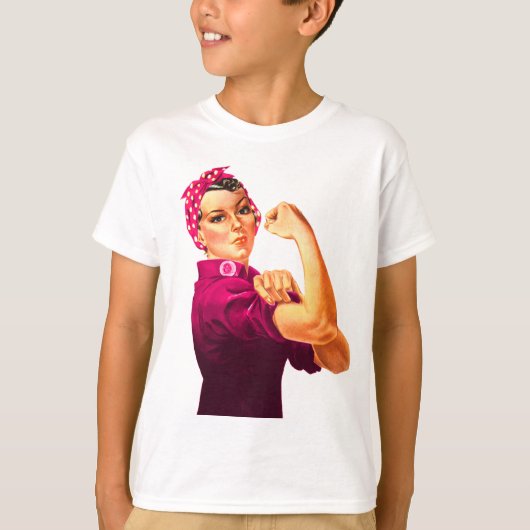 Rosie De Riveter - Kankerroze T-shirt (Voorkant)
