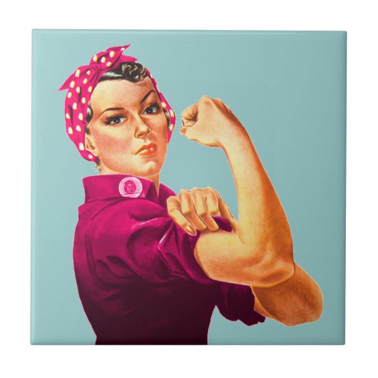 Rosie De Riveter - Kankerroze Tegeltje (Voorkant)