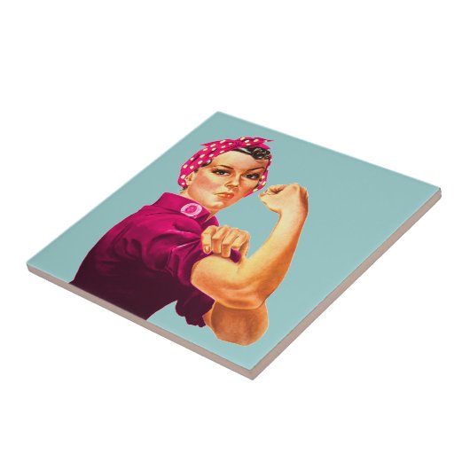 Rosie De Riveter - Kankerroze Tegeltje (Zijkant)