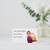 Rosie De Riveter - Kankerroze Visitekaartje (Staand voorkant)