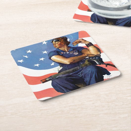 Rosie de Riveter Kartonnen Onderzetters (Schuin)