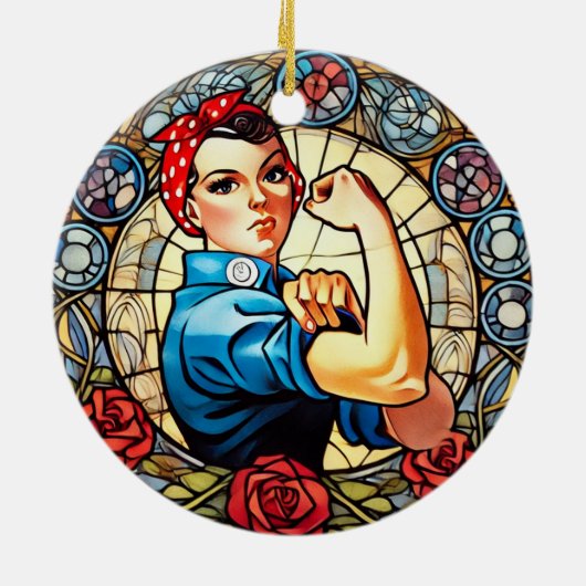Rosie de Riveter Keramisch Ornament (Achterkant)