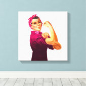 Rosie De Riveter - Kreeft Roze Canvas Afdruk (Insitu (Houten vloer))