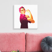 Rosie De Riveter - Kreeft Roze Canvas Afdruk (Insitu (Woonkamer))