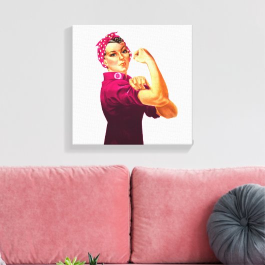 Rosie De Riveter - Kreeft Roze Canvas Afdruk (Insitu (Woonkamer))